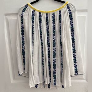 Tory Burch Alexandria hand Beaded white Peasant blouse top Size 10